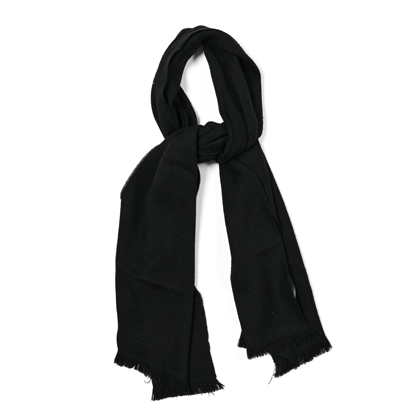 Wool Silk GG Monogram GGNat Scarf Black