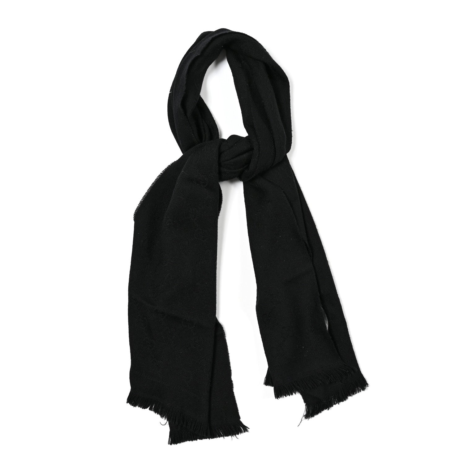 Gucci Wool Silk GG Monogram GGNat Scarf Black 1 of 3