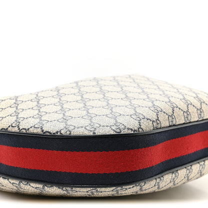 Gucci GG Supreme Monogram Textured Calfskin Web Large Attache Shoulder Bag Beige Blue 9 of 10
