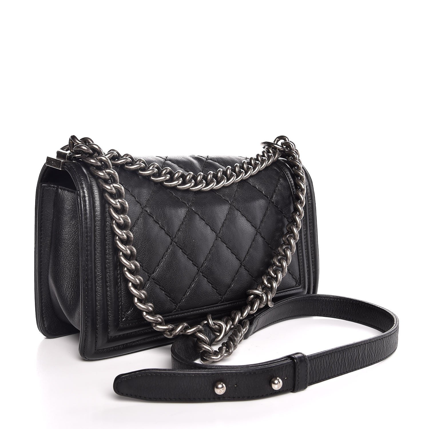 Chanel Calfskin Double Stitch Medium Boy Flap Black 3 of 9