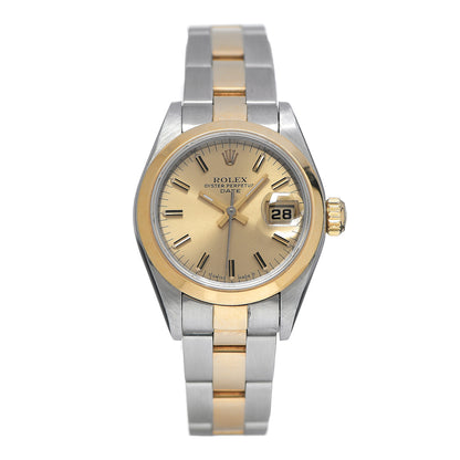 Rolex Stainless Steel 18K Yellow Gold 26mm Oyster Perpetual Date Watch Champagne 69163 1 of 5