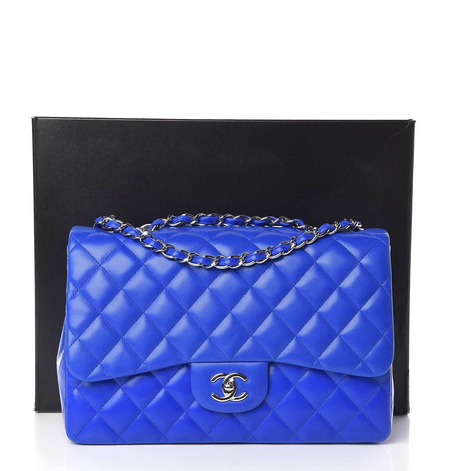 Chanel Lambskin Quilted Jumbo Single Flap Blue 15 of 15