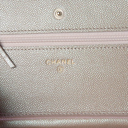 Chanel Iridescent Caviar Quilted Wallet On Chain WOC Beige 7 of 10