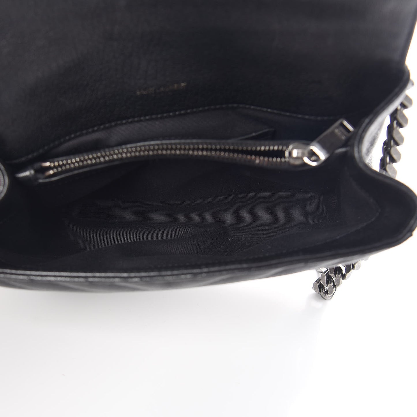 Sheepskin Matelasse Chevron Monogram Medium College Bag Black