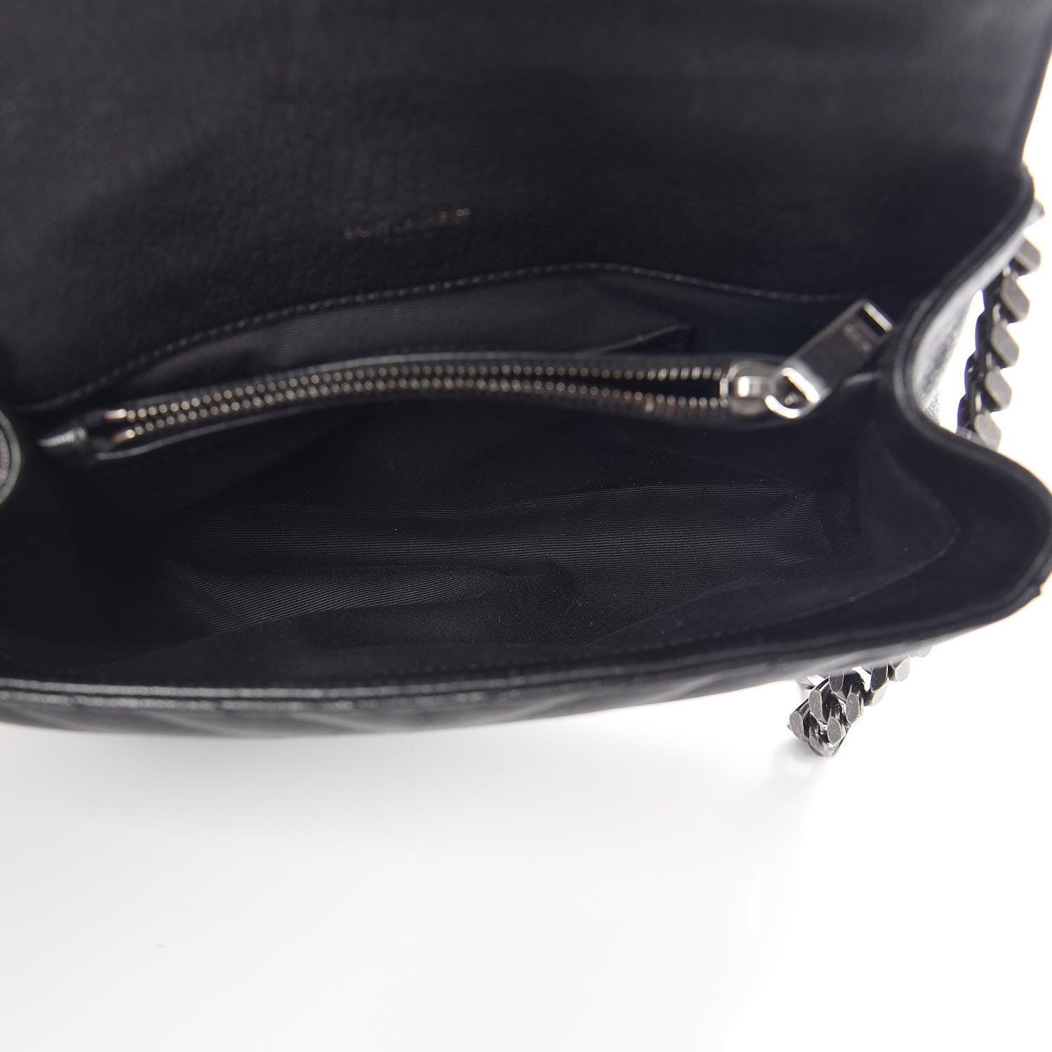 Saint Laurent Sheepskin Matelasse Chevron Monogram Medium College Bag Black 6 of 10