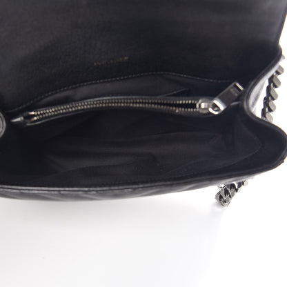 Saint Laurent Sheepskin Matelasse Chevron Monogram Medium College Bag Black 6 of 10