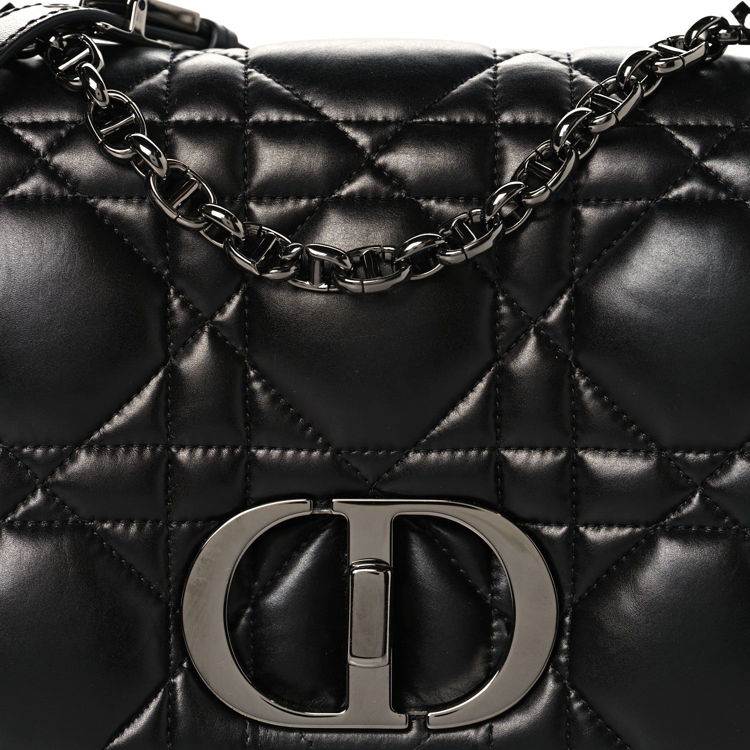 Christian Dior Calfskin Macrocannage Large Caro Bag Black 8 of 10