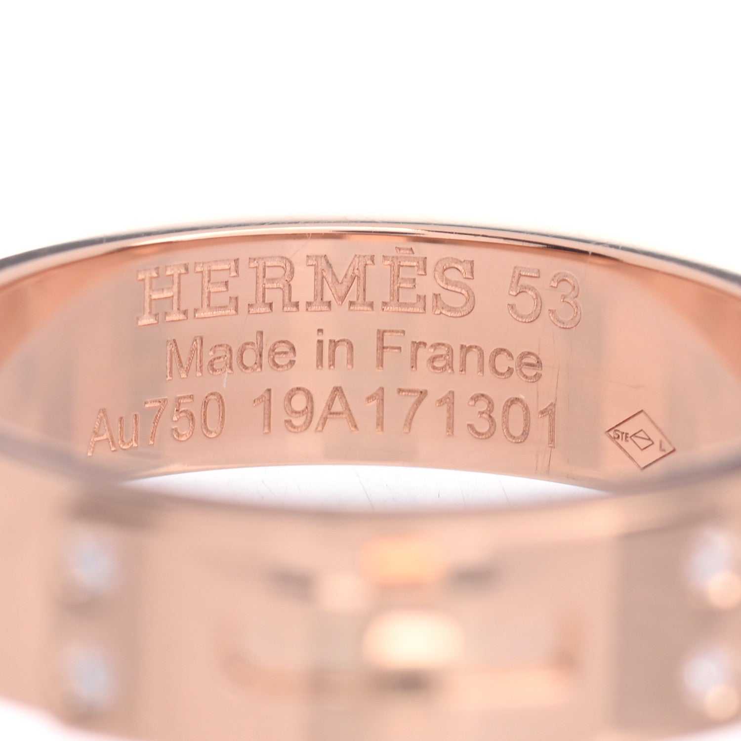 Hermes 18K Rose Gold Diamond PM Kelly Ring 53 6.25 4 of 5