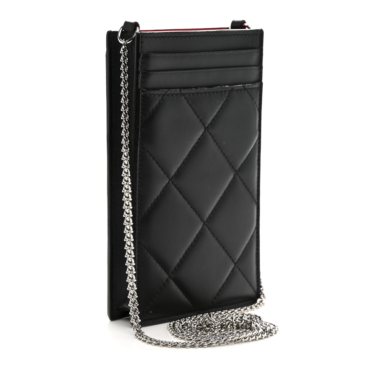 Alexander McQueen Calfskin Quilted Chain Phone Case Black White 3 of 11