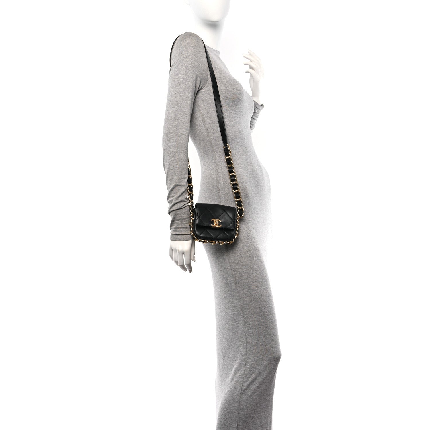 Chanel Calfskin Quilted Mini Framing Chain Bag Black 2 of 10