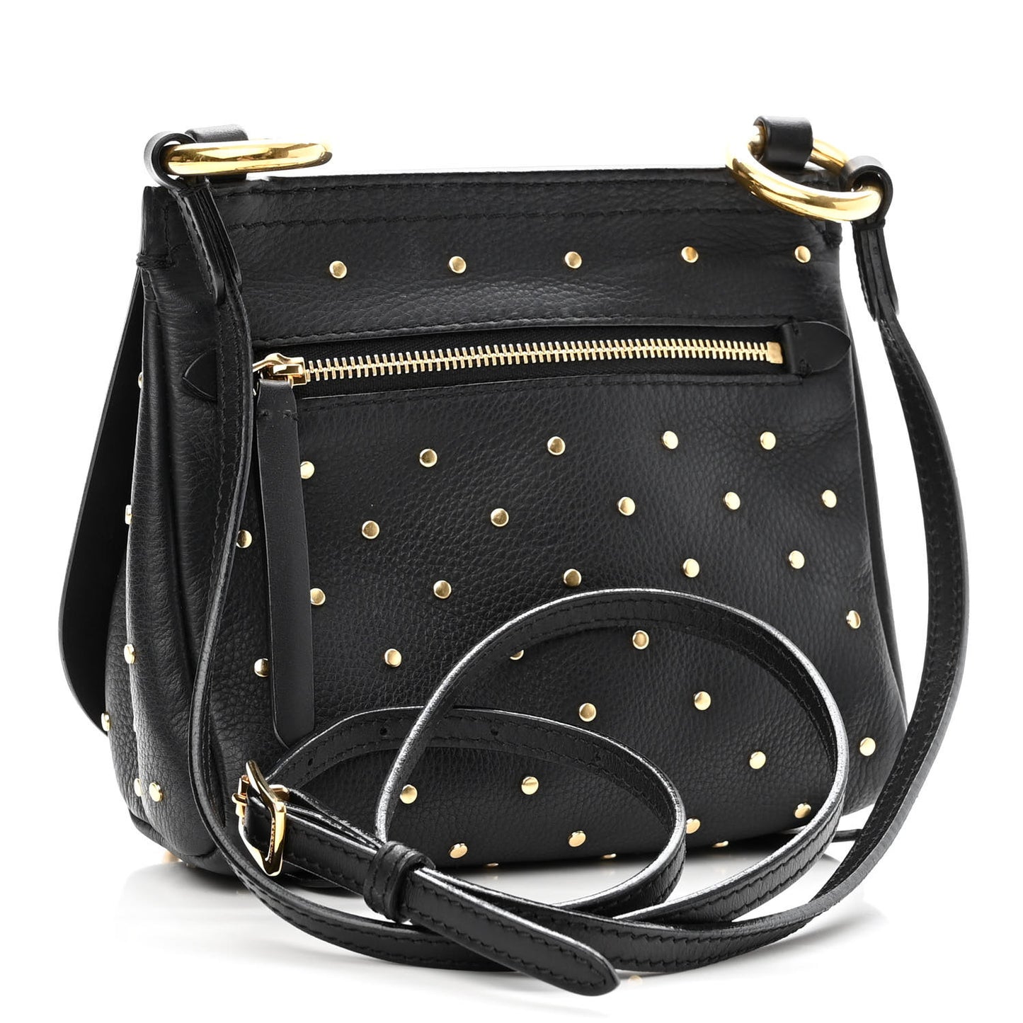 Soft Grain Calfskin Studded Baby Bridle Saddle Bag Black