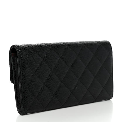 Chanel Caviar Quilted Large Gusset Flap Wallet Black 3 of 8