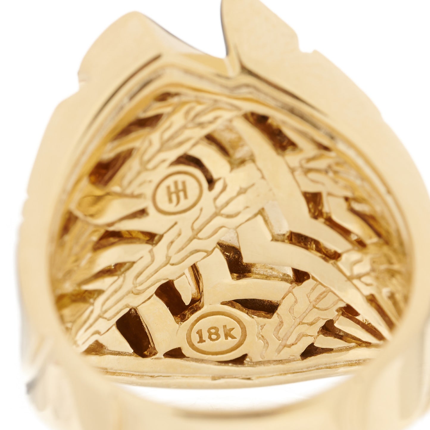 18K Yellow Gold Grey Diamond Lahar Saddle Ring 54 6.75