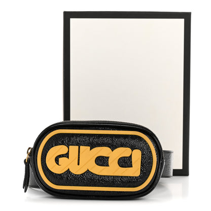 Gucci Patent Rubber Game Patch Logo Belt Bag 95 38 Black 14 of 14