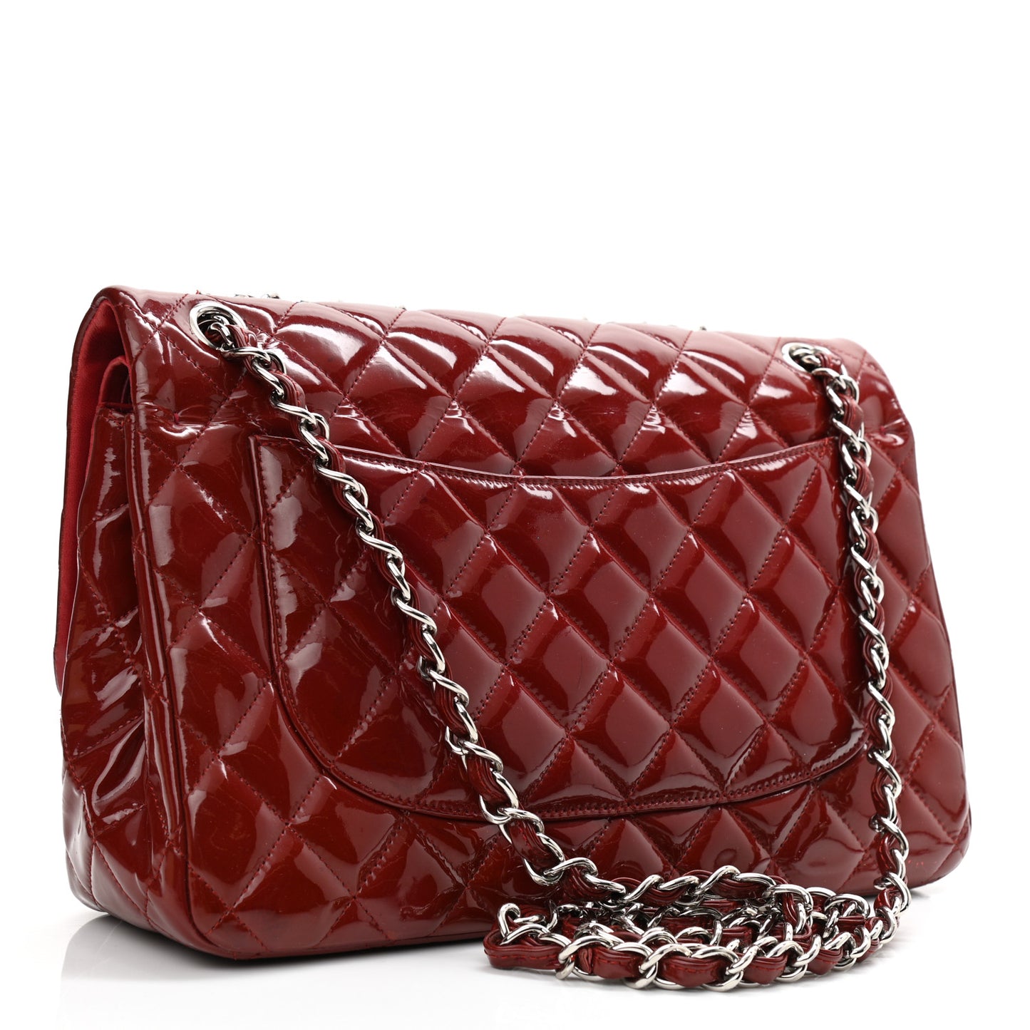 Patent Quilted Jumbo Double Flap Dark Red
