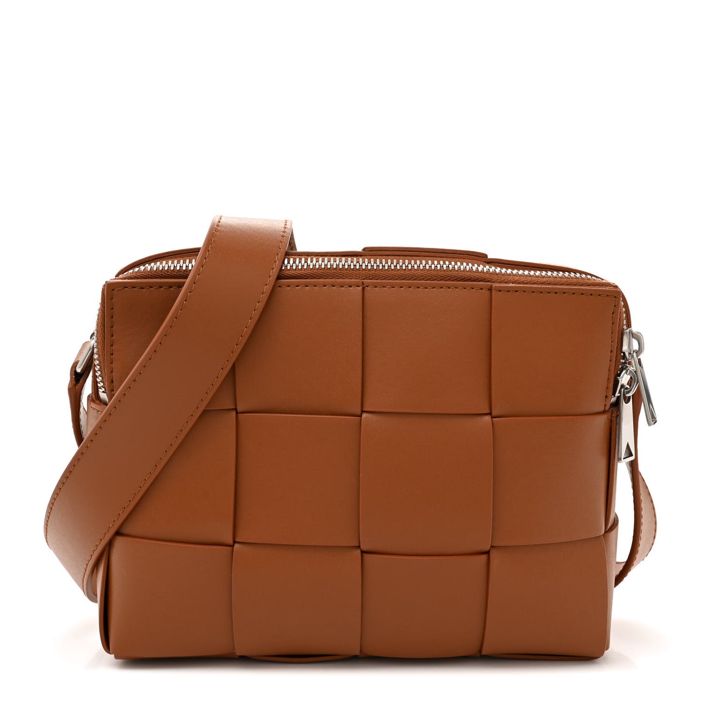 Lambskin Maxi Intrecciato Cassette Camera Bag Caramel