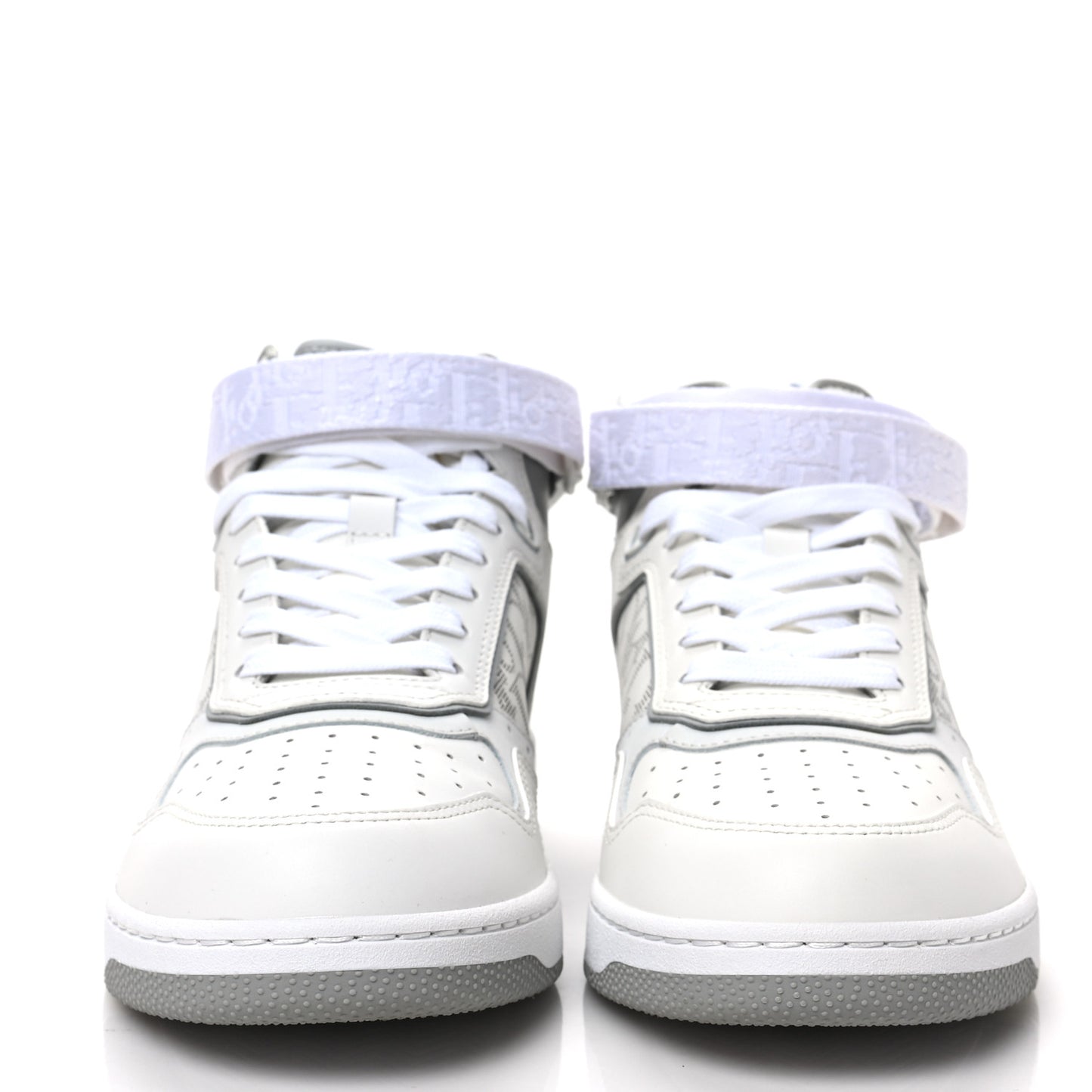 Smooth Calfskin Oblique Galaxy Perforated Mens B27 Mid Top Sneakers 41 White Grey