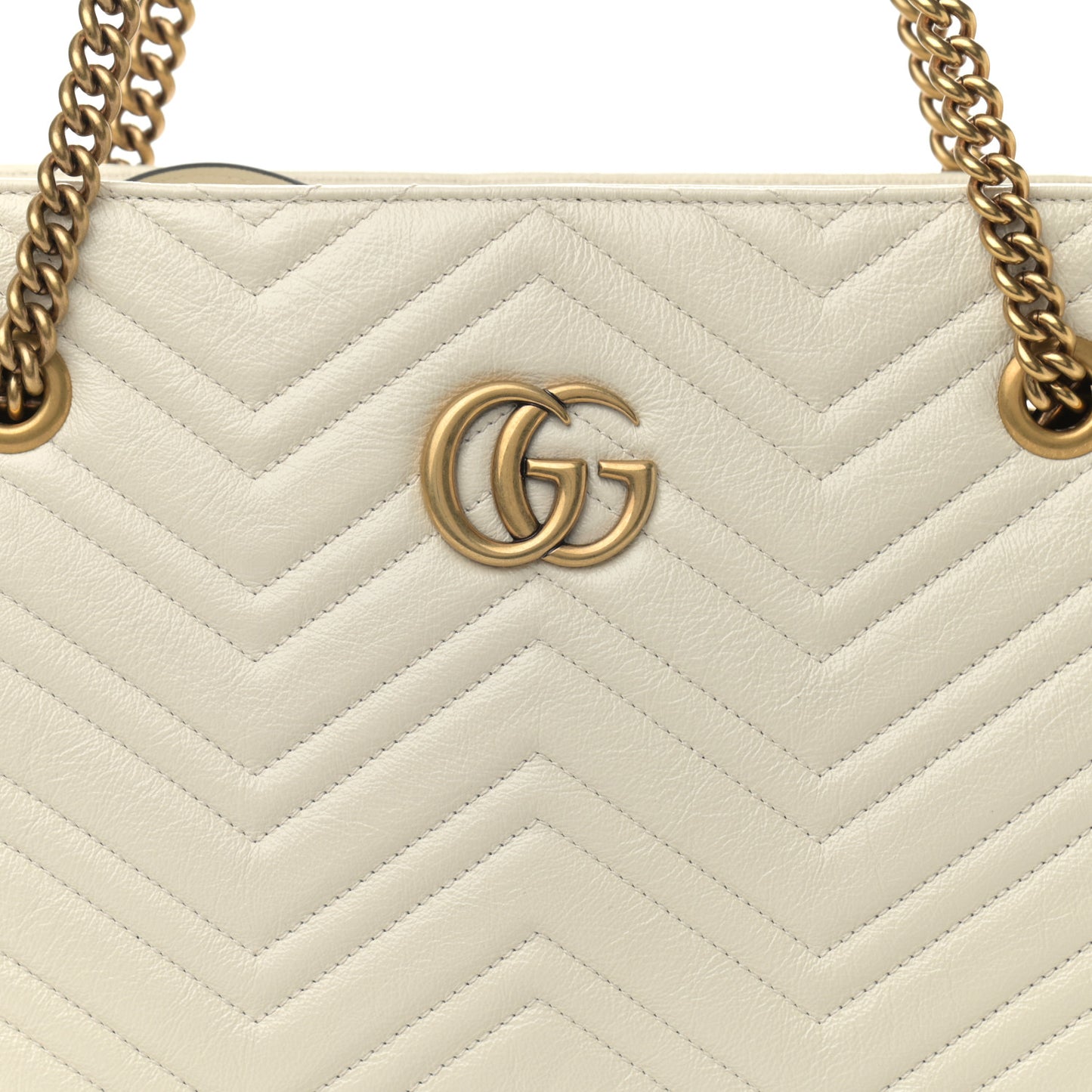 Vintage Calfskin Matelasse Medium GG Marmont Slim Tote White