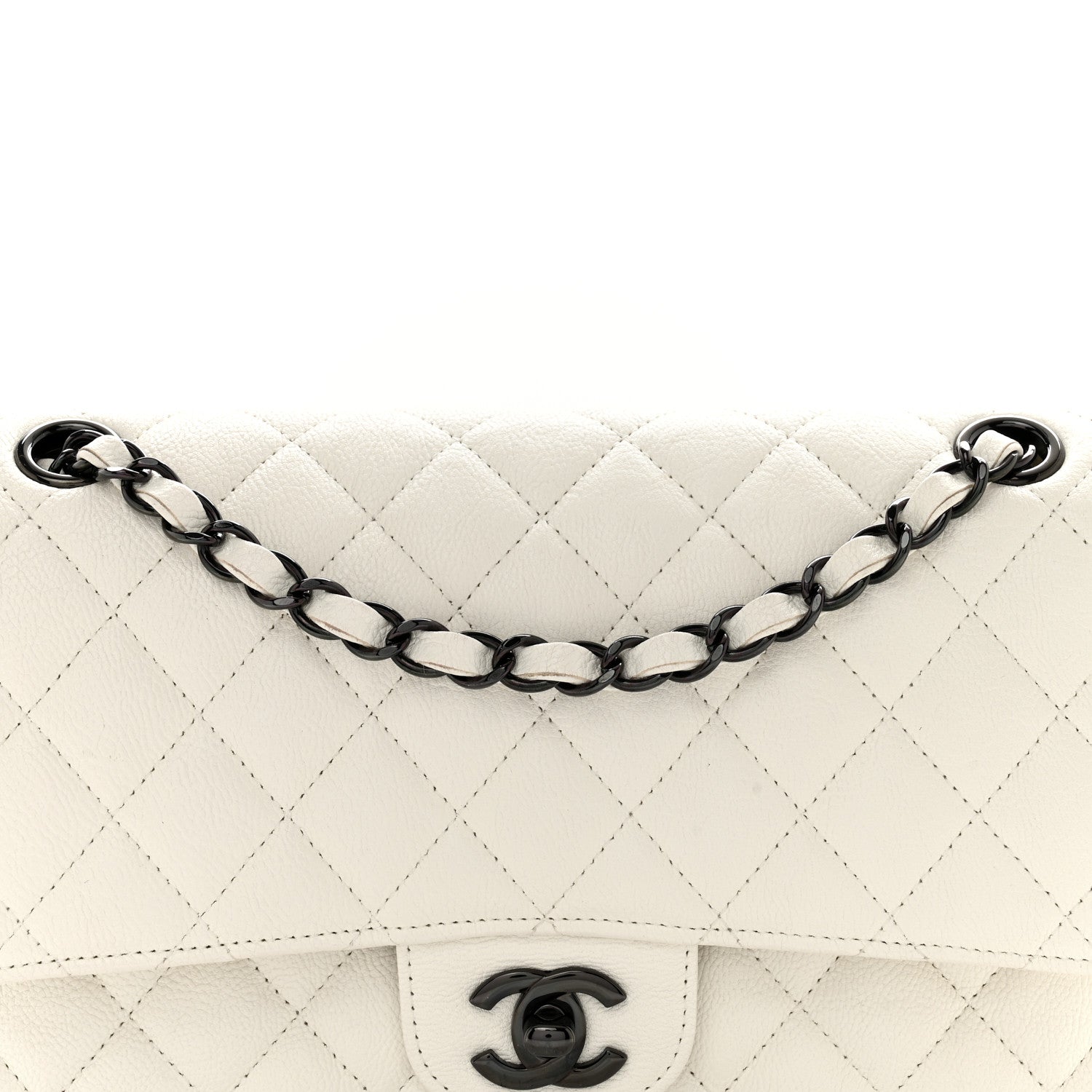 Chanel Crumpled Calfskin Quilted Medium Double Flap White 8 of 14
