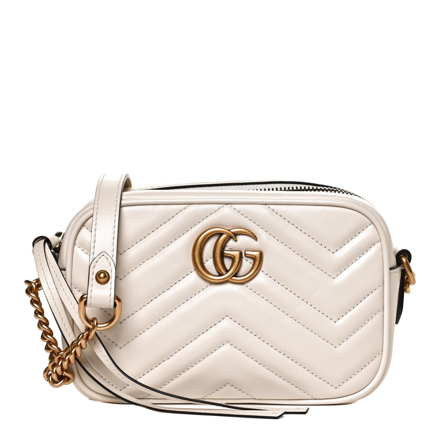 Gucci Calfskin Matelasse Mini GG Marmont Chain Shoulder Bag White 1 of 11