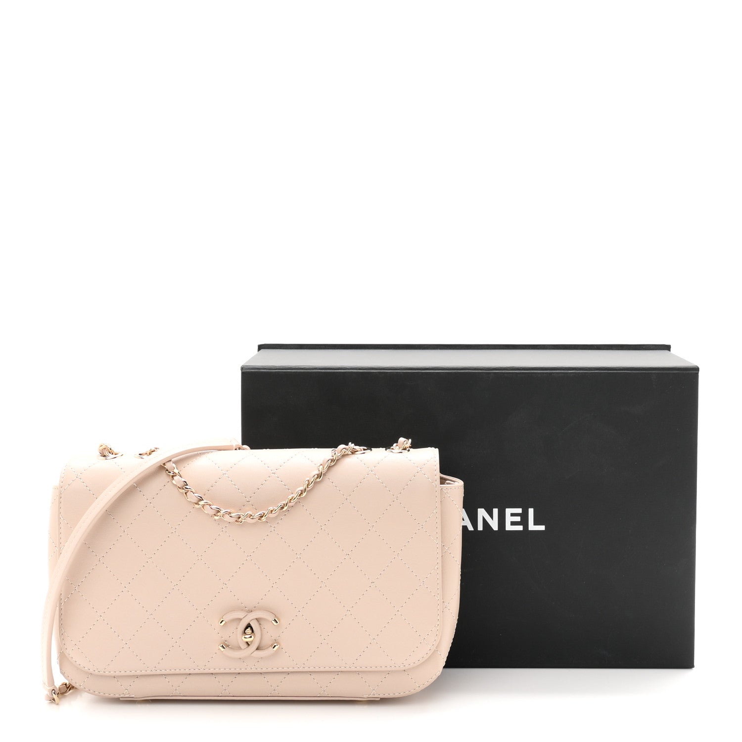Chanel Calfskin Stitched Medium Covered CC Flap Bag Beige 10 of 10