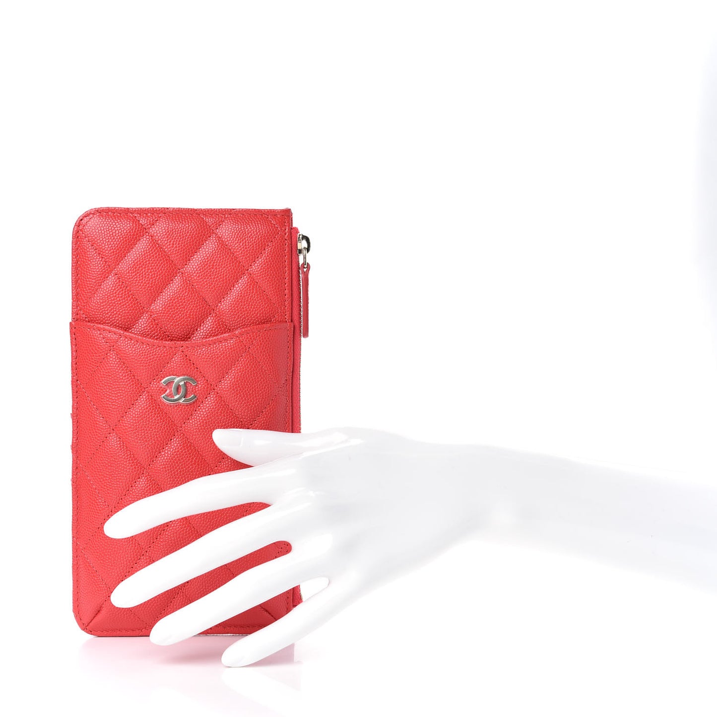 Caviar Quilted Classic Flat Wallet Pouch Red