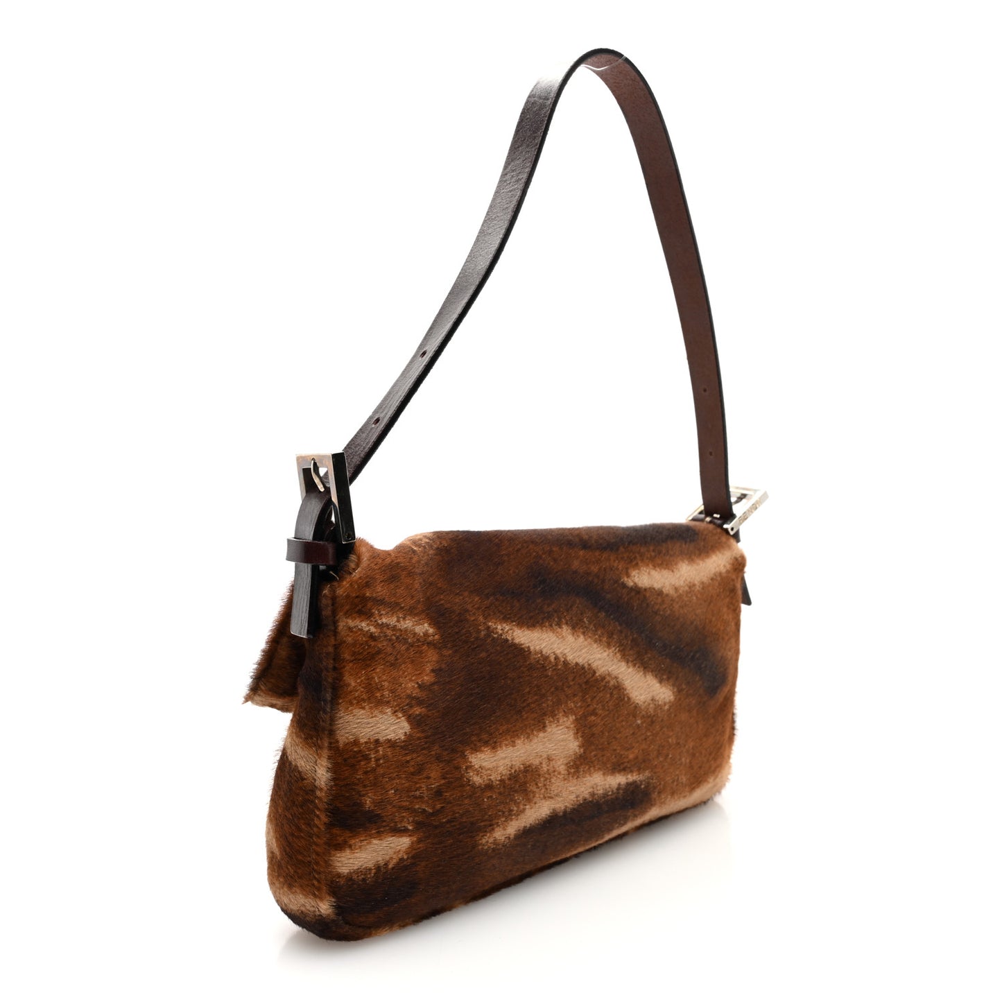 Calf Hair Zebra Print Baguette Brown