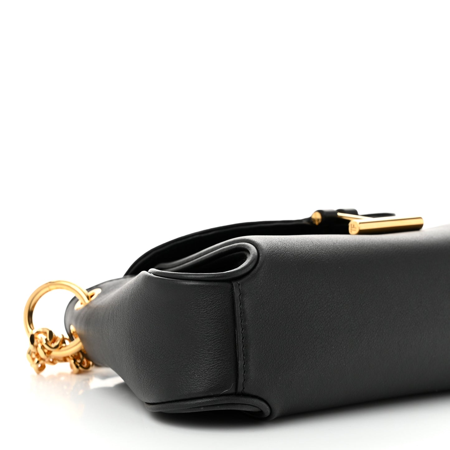 Natural Grain Calfskin Tara Chain Shoulder Bag Black