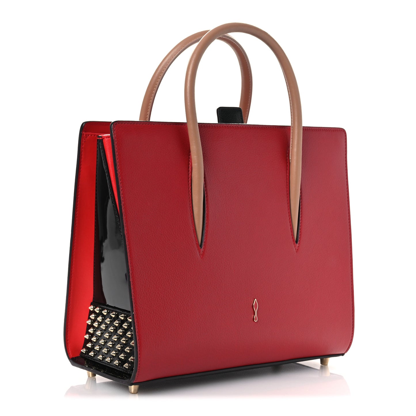 Calfskin Empire Patent Studded Medium Paloma Loulou Carmin Black