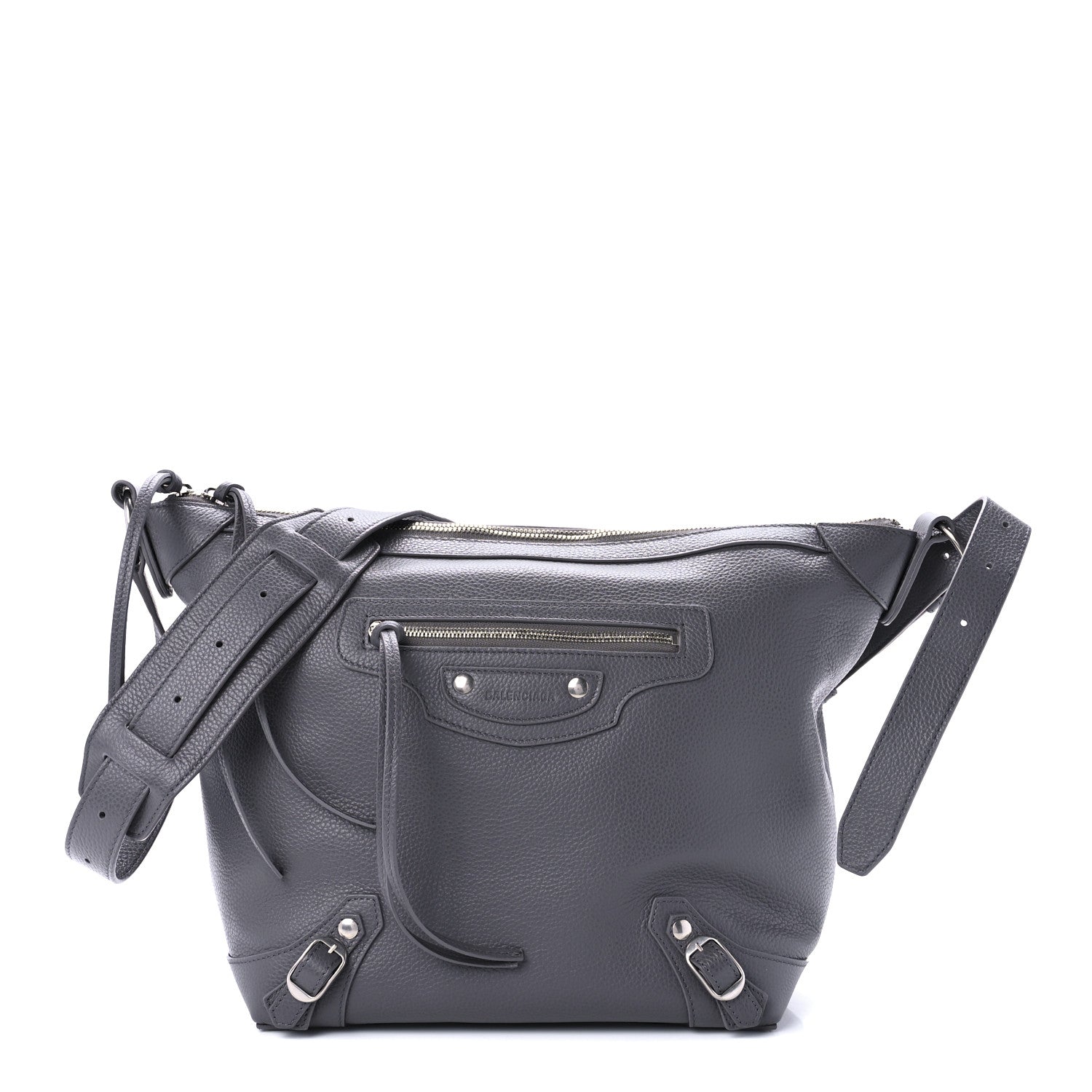 Balenciaga Grained Calfskin Silver Hardware Small Neo Classic Hobo Dark Grey 1 of 8