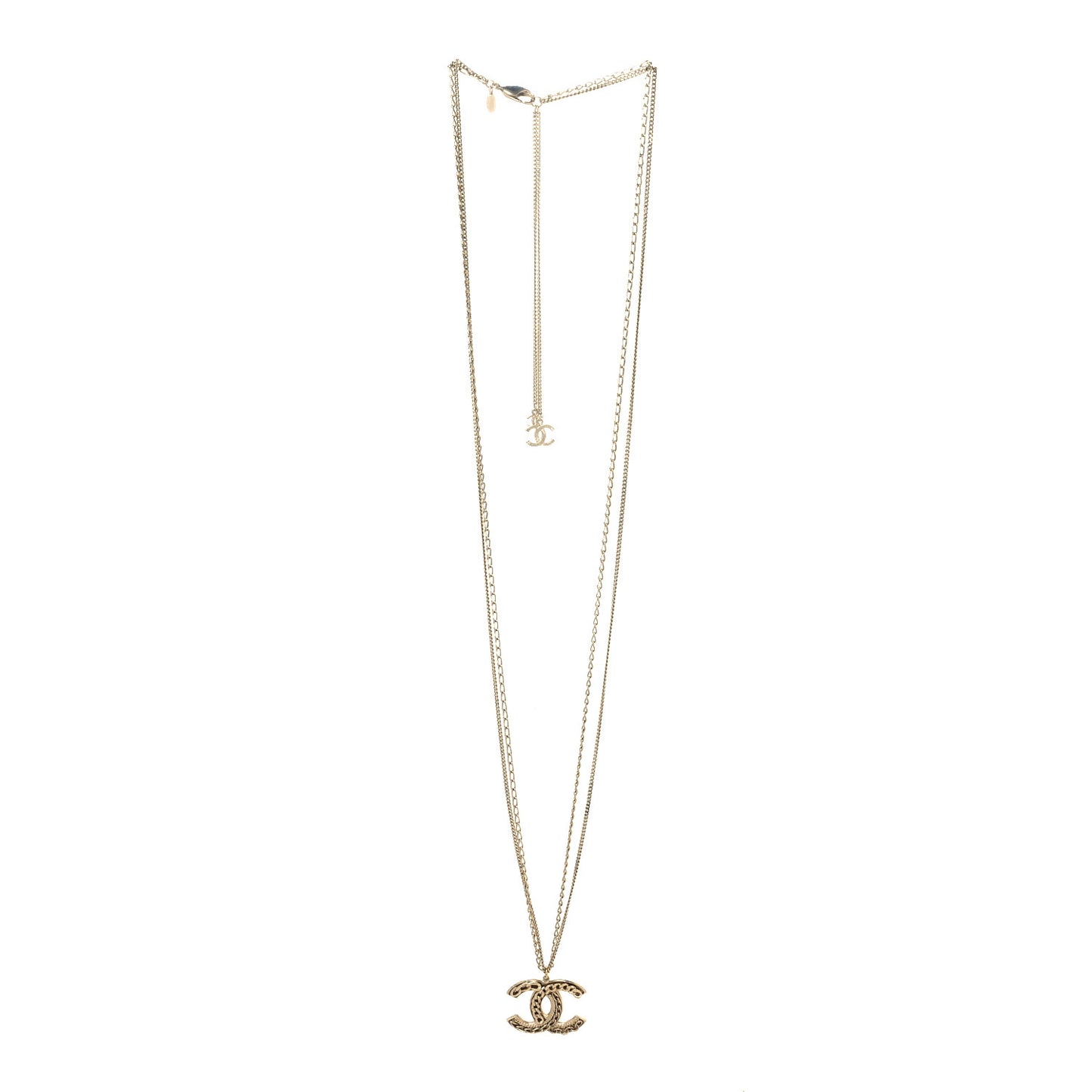 CC Long Chain Multi Strand Necklace Gold