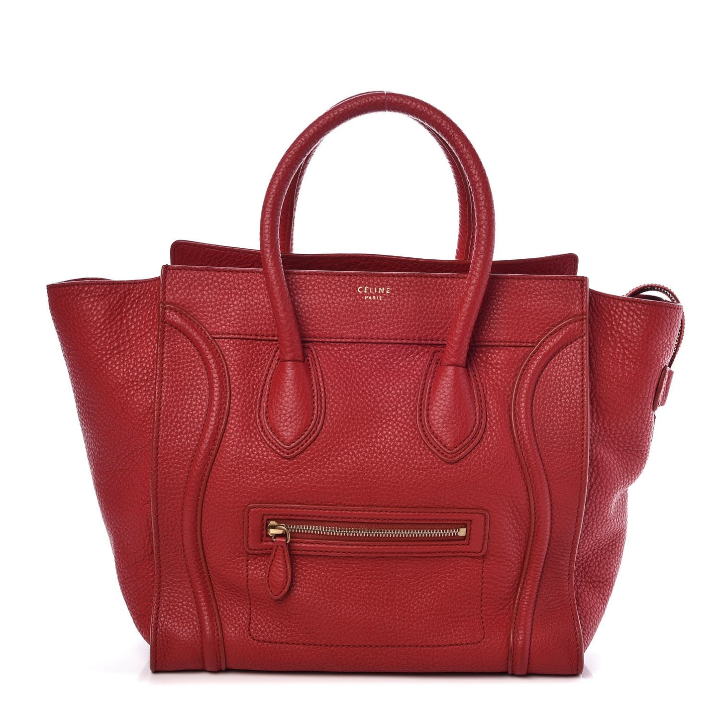 Drummed Calfskin Mini Luggage Red