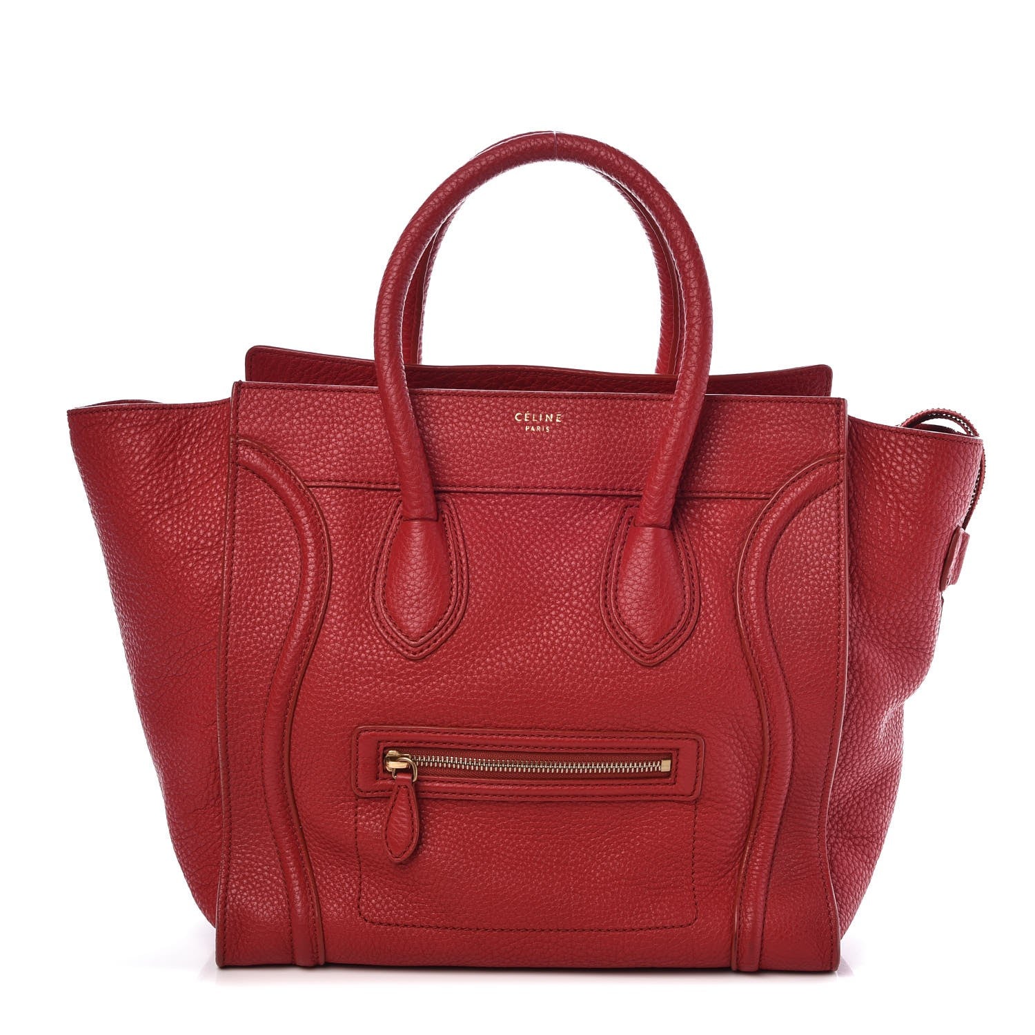 Celine Drummed Calfskin Mini Luggage Red 1 of 7