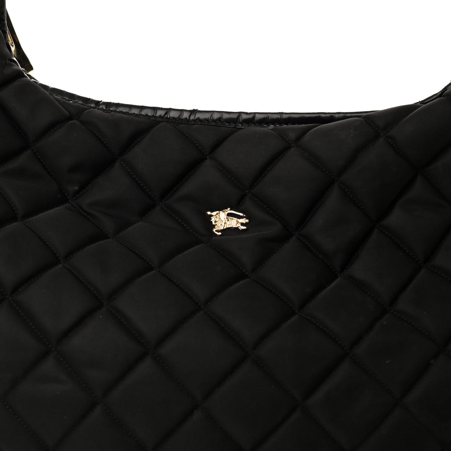 Nylon Calfskin Quilted Hoxton Hobo Black