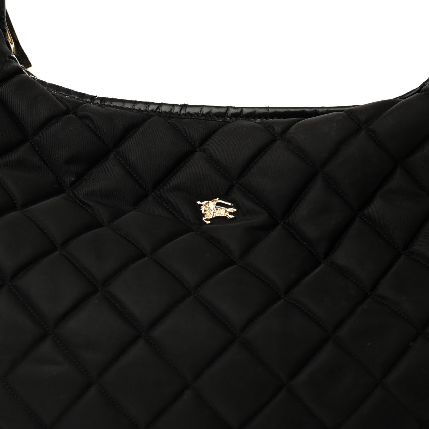 Burberry Nylon Calfskin Quilted Hoxton Hobo Black 7 of 12