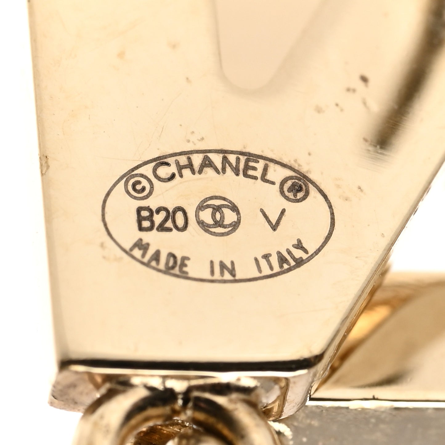Metal Cha-Nel Logo Drop Earrings Gold