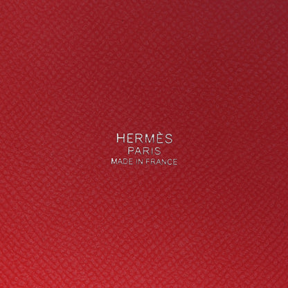 Hermes Epsom Tressage De Cuir Picotin Lock 18 PM Rouge Coeur Bleu du Nord Rouge H 6 of 9