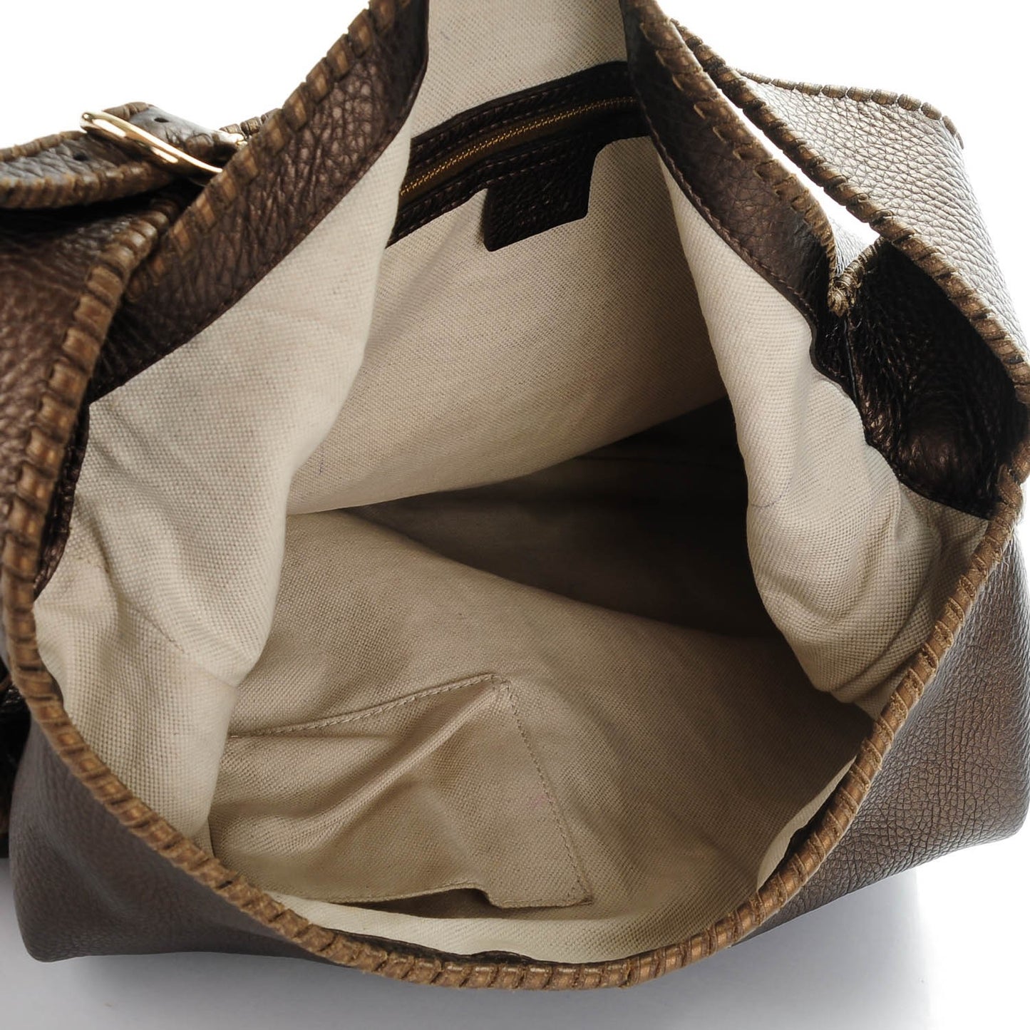 Metallic Pebbled Calfskin Large New Jackie Shoulder Bag Bronze