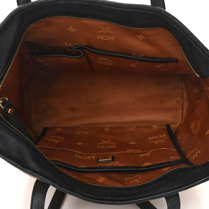 MCM Visetos Medium Shopper Tote Cognac Black 7 of 10