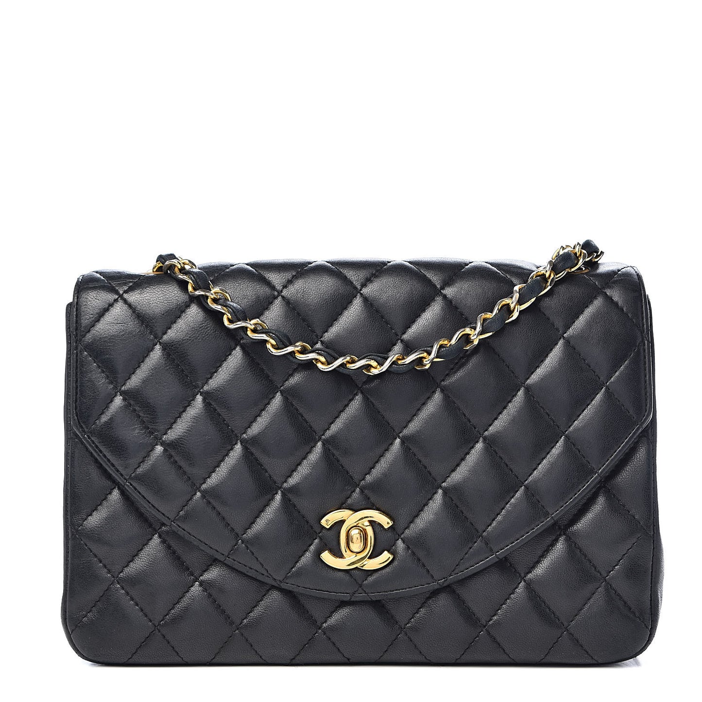 Lambskin Quilted Small Single Flap Black