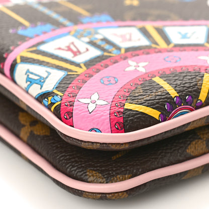 Louis Vuitton Monogram 2020 Christmas Animation Big Wheel Double Zip Pochette Rose Ballerine 8 of 9