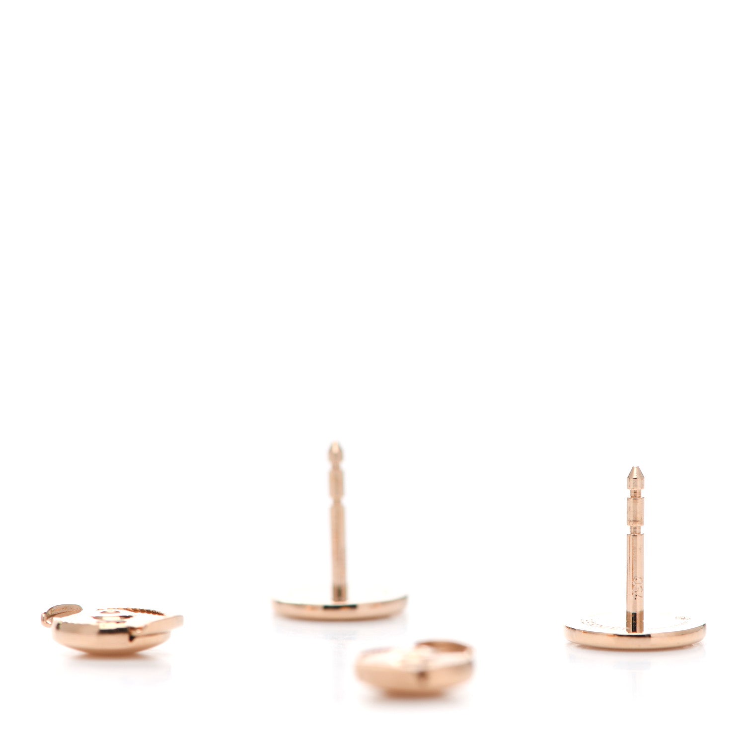 Hermes 18K Rose Gold TPM Ex-Libris Stud Earrings 3 of 5