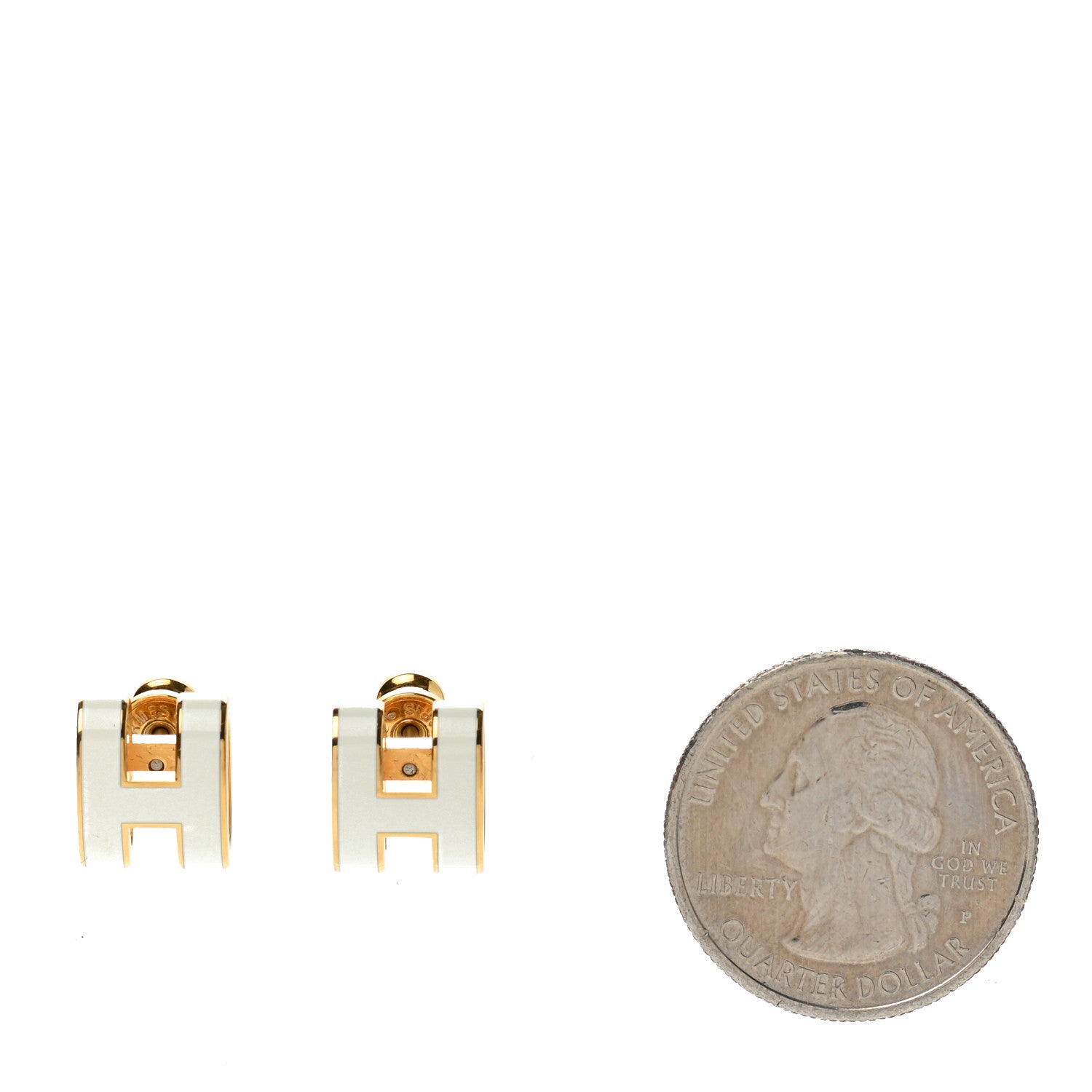 Hermes Gold Lacquered Pop H Earrings White 2 of 6