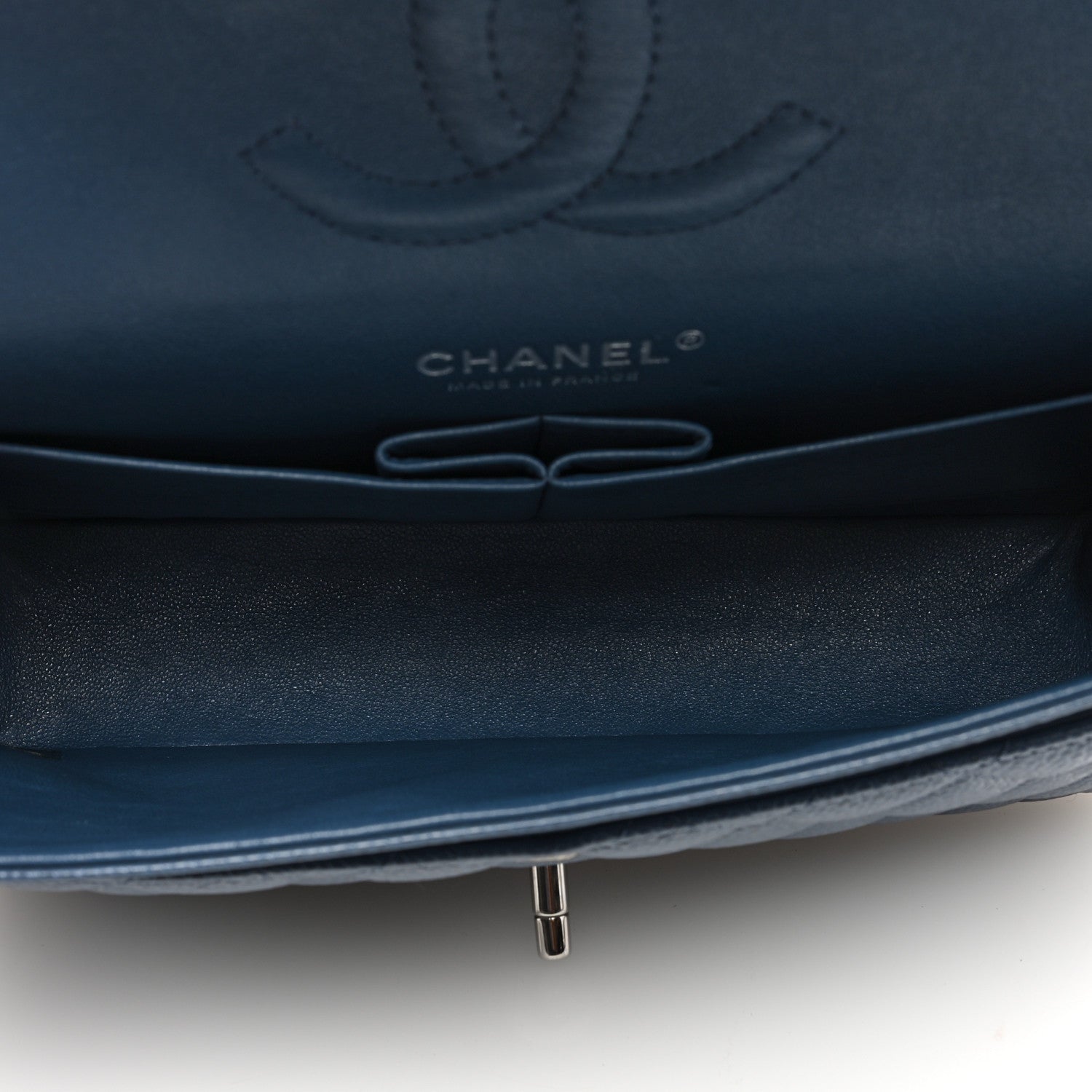 Chanel Caviar Quilted Medium Double Flap Dark Blue 5 of 10