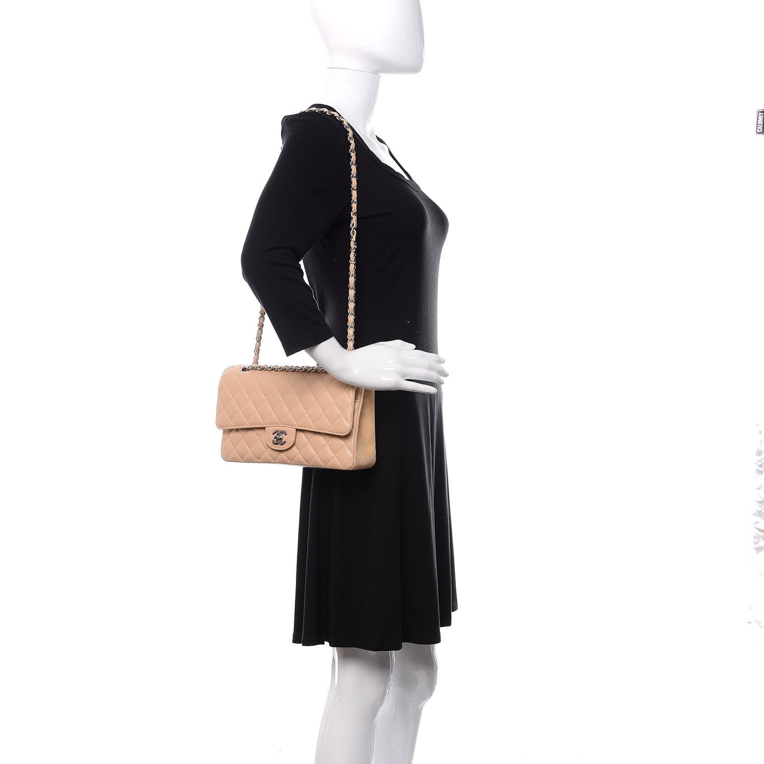 Chanel Caviar Quilted Medium Double Flap Beige 2 of 10