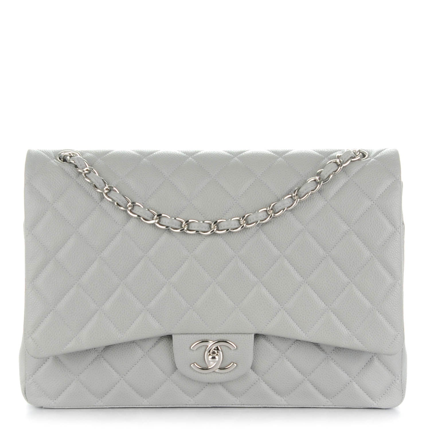 Chanel Caviar Quilted Maxi Double Flap Light Grey 1 of 9