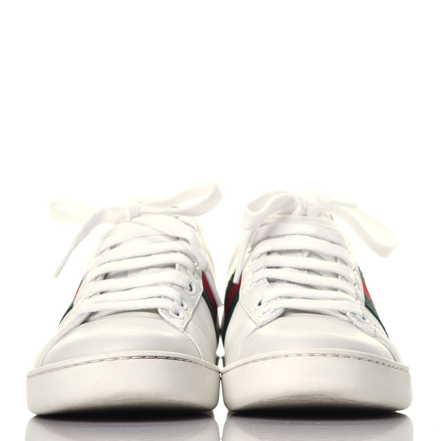 Calfskin Ayers Bee Embroidered Womens Ace Sneakers 35 White Green