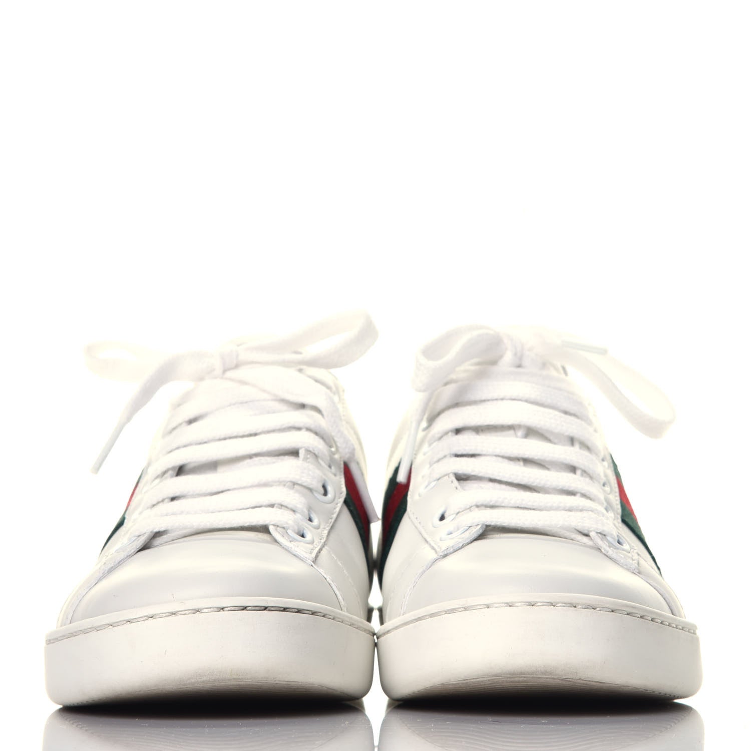 Gucci Calfskin Ayers Bee Embroidered Womens Ace Sneakers 35 White Green 2 of 9