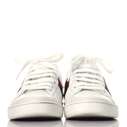 Gucci Calfskin Ayers Bee Embroidered Womens Ace Sneakers 35 White Green 2 of 9