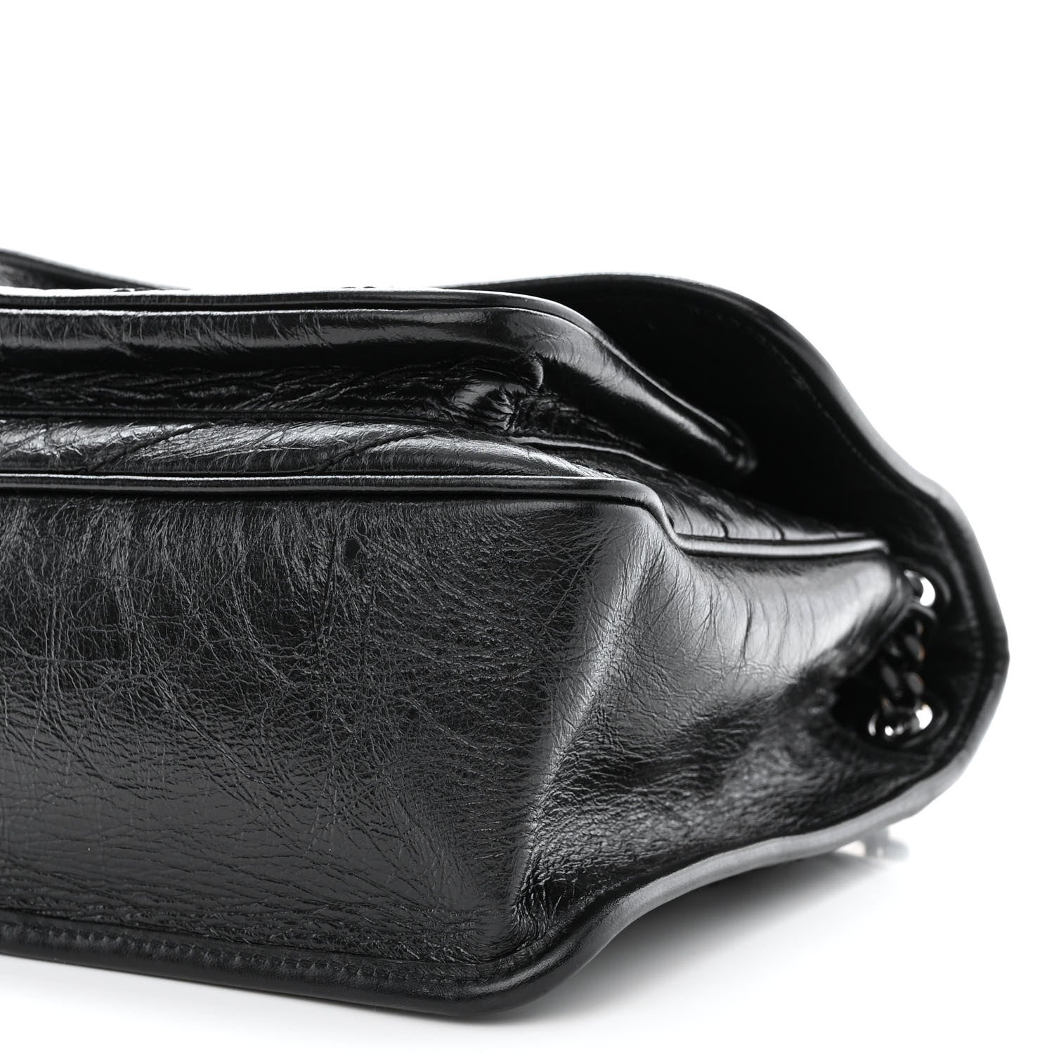 Saint Laurent Crinkled Calfskin Matelasse Monogram Medium Niki Chain Satchel Black 10 of 12